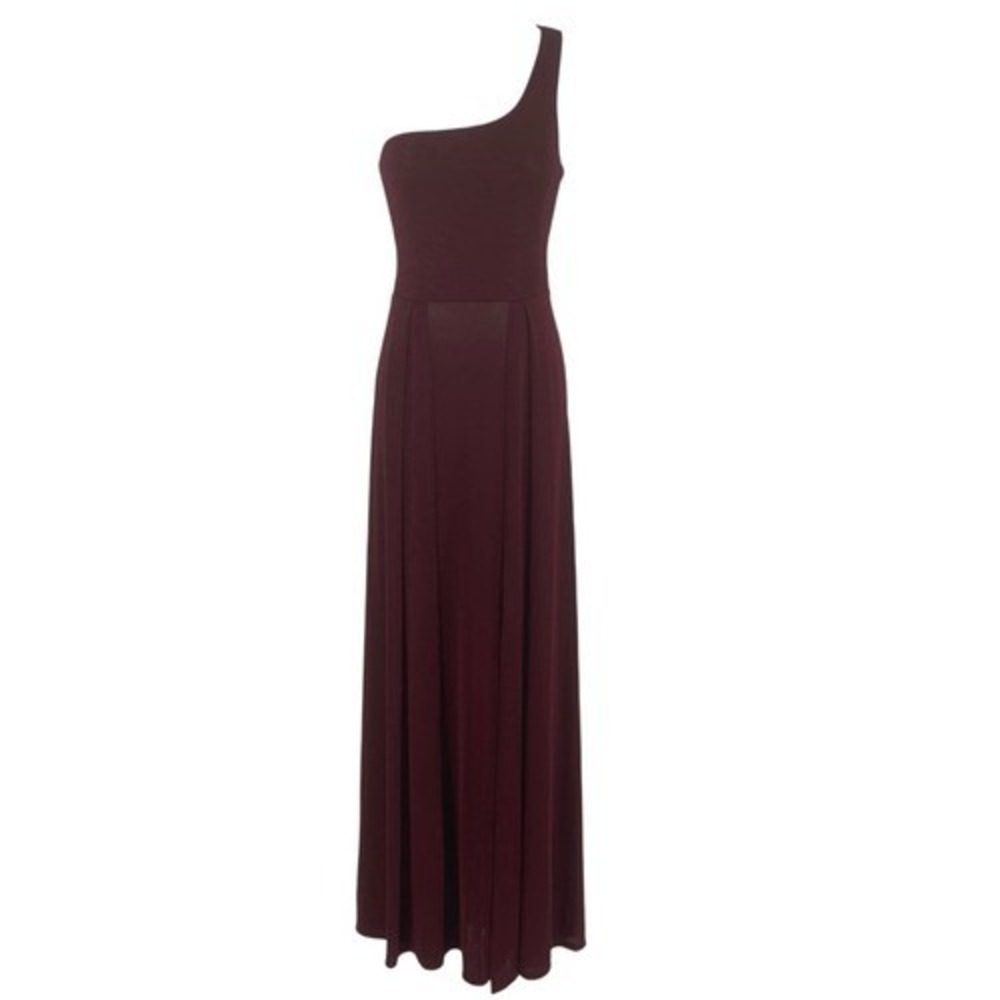 Lucy in the Sky One Shoulder Maxi Dress‎ M Burgundy